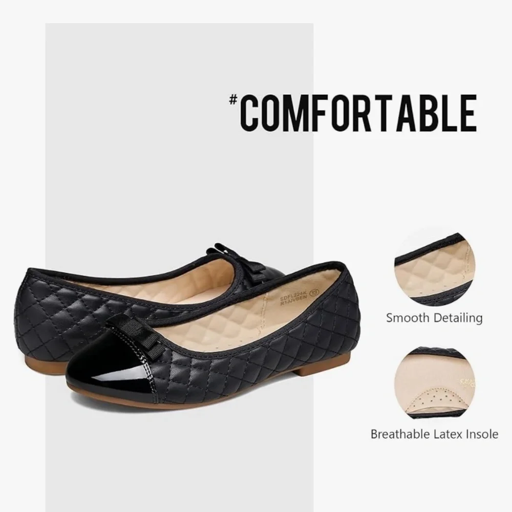 Dream Pairs Girl's Dress Shoes Black Ballet Flats Size 1